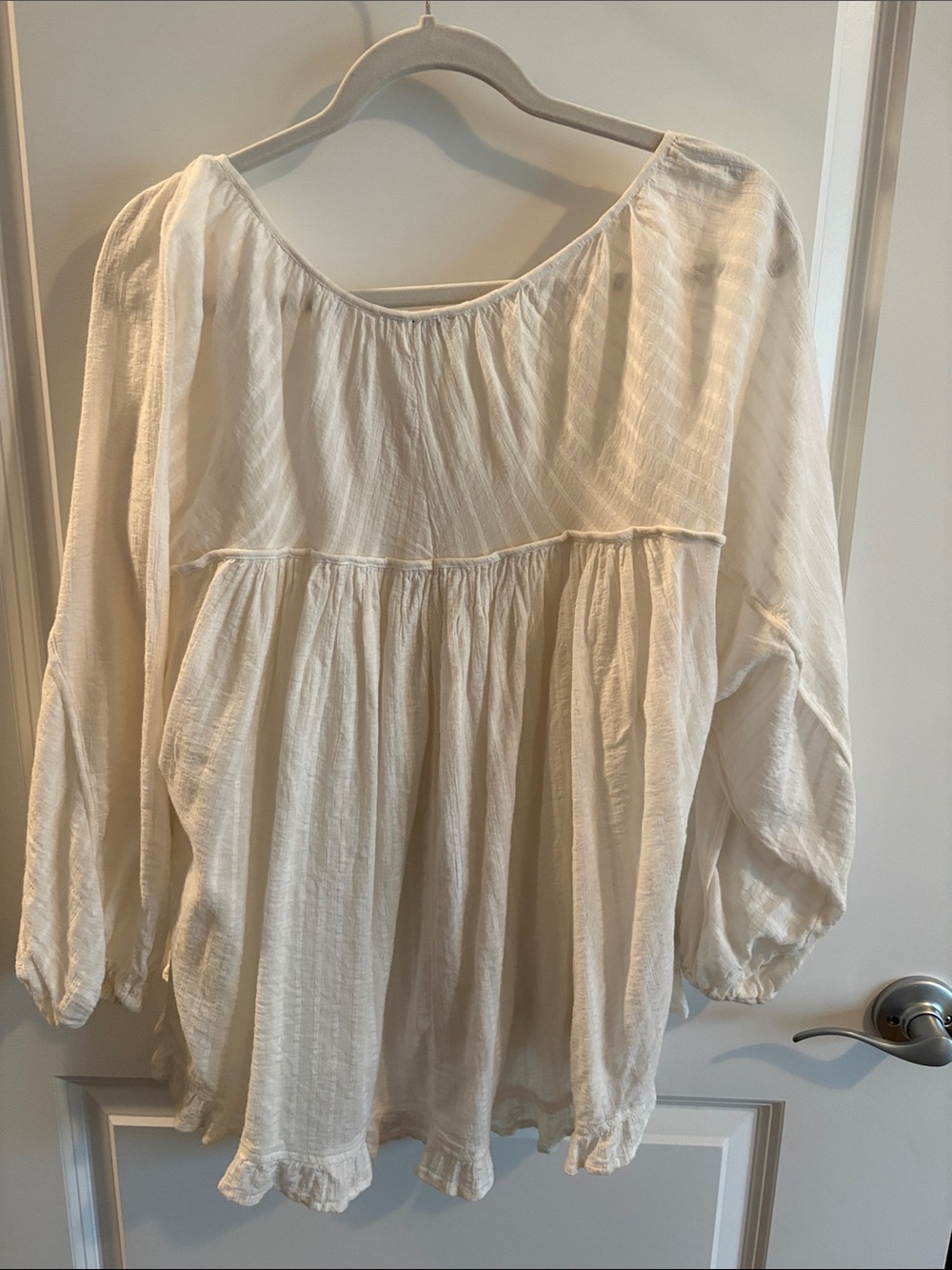 American Eagle Outfitters Boho Button-Front Peasant Blouse - Cream - Picture 4 of 4
